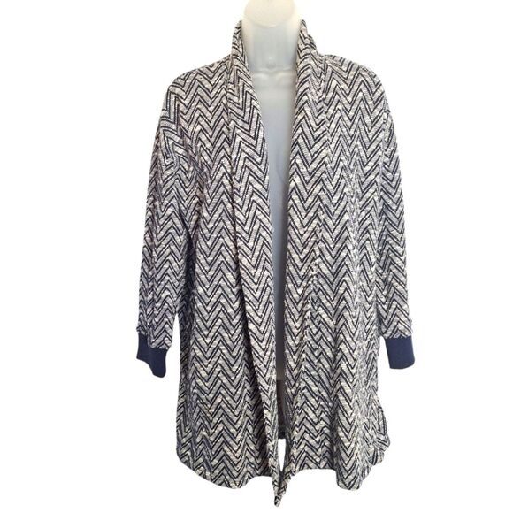 Jones New York Womens Open Front Cardigan Jacket Chevron Knit Chunky Small P - Picture 1 of 13